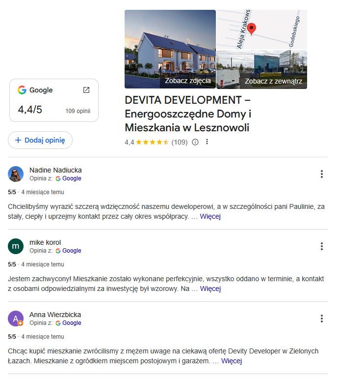 Opinie o&nbsp;developerze z&nbsp;Warszawy - Devita Development